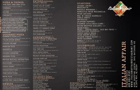 OUR MENU - ITALIAN AFFAIR RESTAURANT AND PIZZERIA