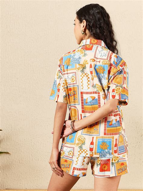 Printed Two Piece Shorts and Shirt Set