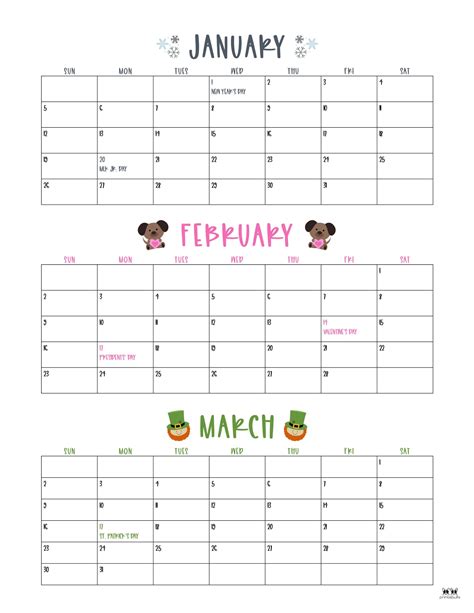 2025 Three Month/Quarterly Calendars - 36 FREE Cals | Printabulls