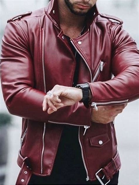 Men's Faux Leather Jacket Transition Jacket Jacket Biker Jacket Outdoor ...