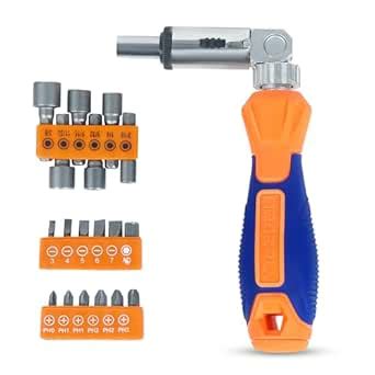 GLUN ® 18-Piece Ratcheting Screwdriver & Socket Set, Precision Bit Set ...