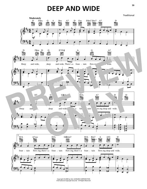 Deep And Wide by Traditional Sheet Music for Piano, Vocal & Guitar ...