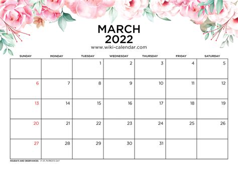 Free Printable March 2022 Calendars - Wiki Calendar