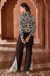 Buy Black Bemberg Silk Embroidered Floral Jaal Kurta Scoop Jacket And ...
