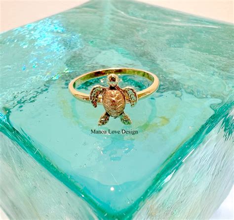 14k turtle Hawaiian ring(Rose gold shell , Yellow gold band) | Manoa Love Design