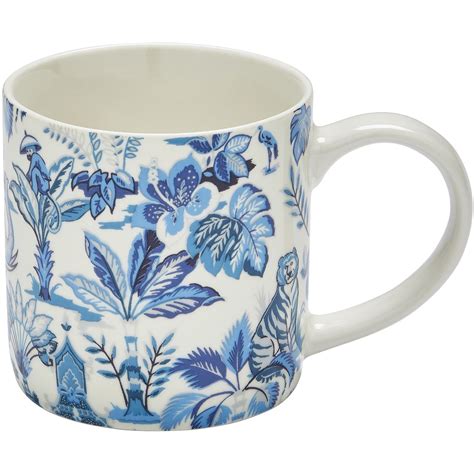 India Blue Mug | New Bone China | Oriental Jungle Design