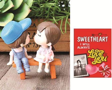 Chocozone Kissing Couple on Bench Resin Showpiece Couple Miniatures ...
