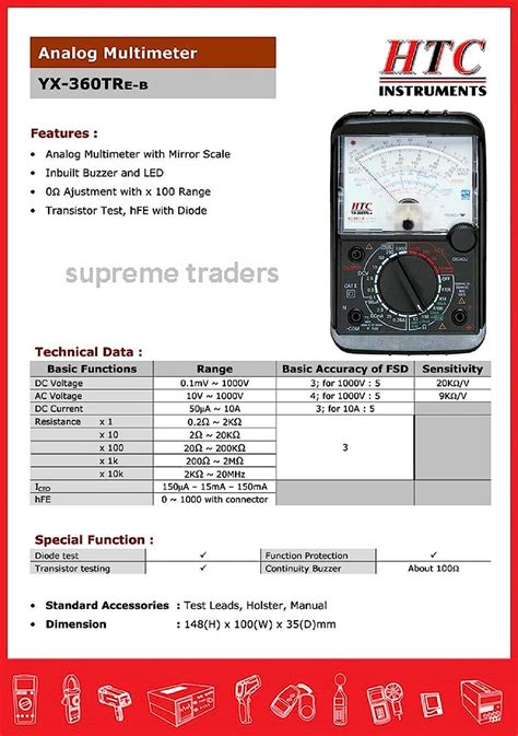 Htc Instrument Yx-360 Tre-B Analog Multimeter With Mirror Scale/Diode ...