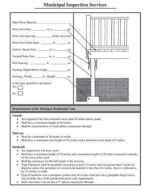 Fillable Online Deck Spec Sheet - Municipal Inspection Services Fax ...