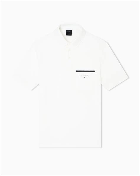 Regular pique polo shirt with pocket | Armani Exchange