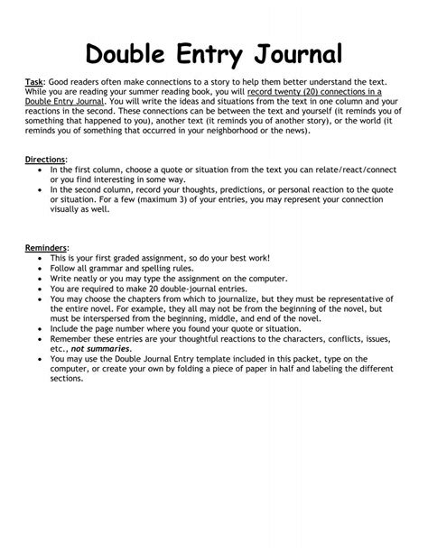 Double Entry Journal