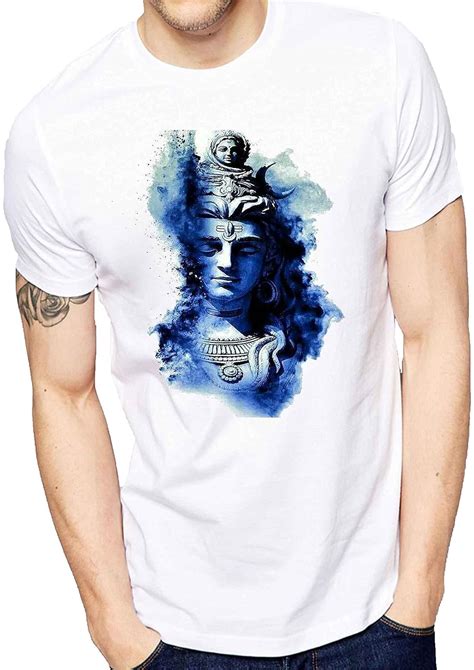 Buy dezign and prints Shivji Bhole Nath White Polyester Men's Printed T ...