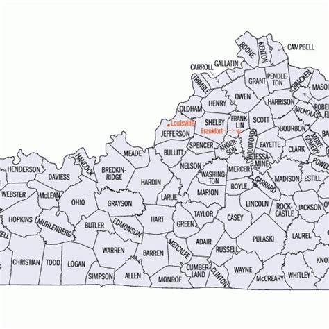 Map Of Kentucky Counties Printable