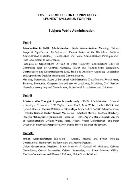 Public Administration Syllabus for PhD - LPUNEST 2023 - Studocu