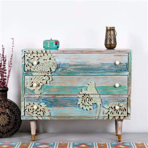 Buy Bird Cabinet with Three Drawers (Rustic) | Wooden Storage Cabinet ...