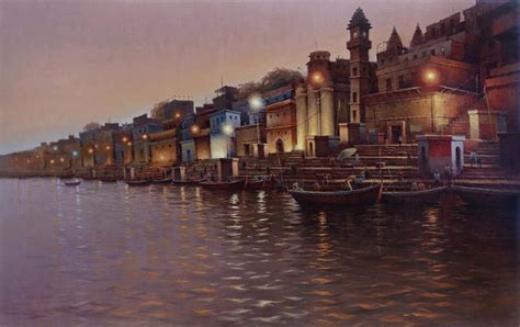 "Banaras Series 16": Brown Religious painting by Siddharth Gavade ...