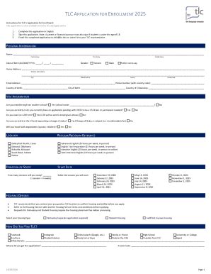 Fillable Online Tlc Application for Enrollment 2025 Fax Email Print ...