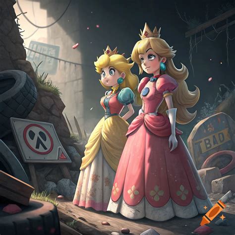 Princess Peach and Sleeping Beauty vs. Chop Chop Charles on Craiyon
