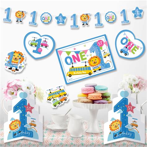 Buy Friday Night 1St Birthday Boy Decorations Kit - Blue Lion and ...