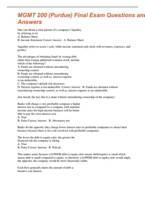 MGMT 200 (Purdue) Final Exam QUESTIONS with COMPLETE SOLUTION - MGMT ...