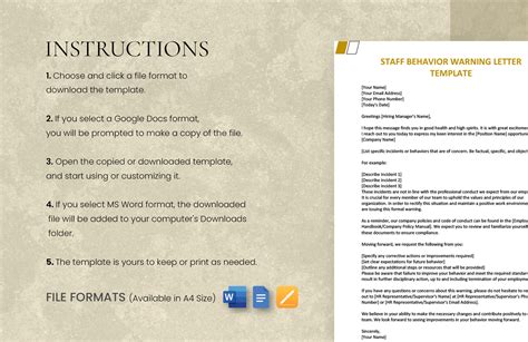 Staff Behavior Warning Letter Template in Word, Google Docs - Download ...