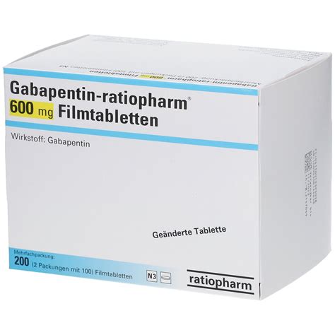 Gabapentin-ratiopharm® 600 mg 200 St mit dem E-Rezept kaufen - Shop Apotheke