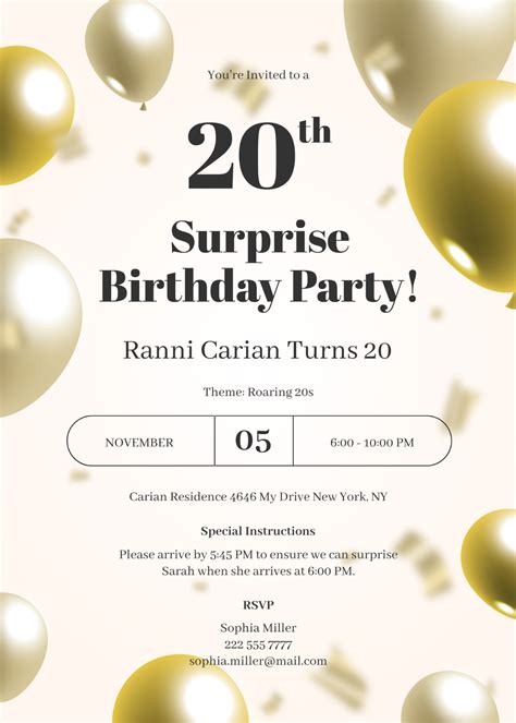 Free Surprise Party Invitation Templates, Editable and Printable