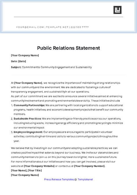 Free Public Relations Statement Template to Edit Online