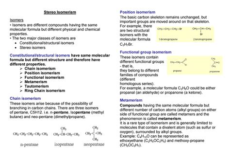 Stereo Isomerism - Organic Chemistry III Chapter. - Stereo Isomerism ...