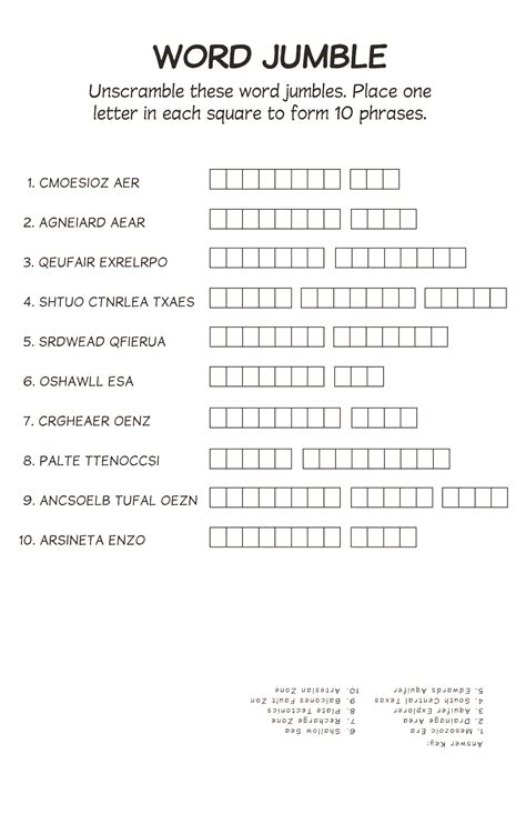 Word Jumble Worksheet for Elementary Students