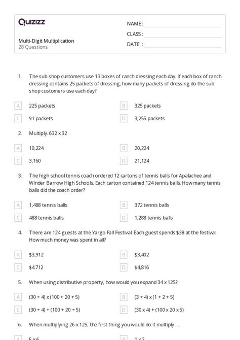 Multi-Digit Multiplication 5th Grade 的图像结果