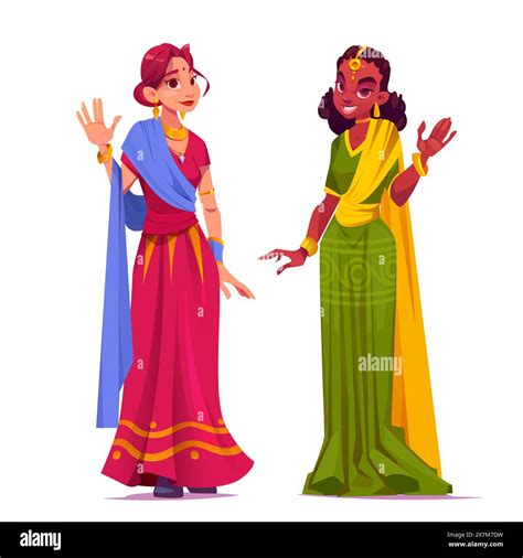 Young woman in traditional Indian saree standing and waving hand ...