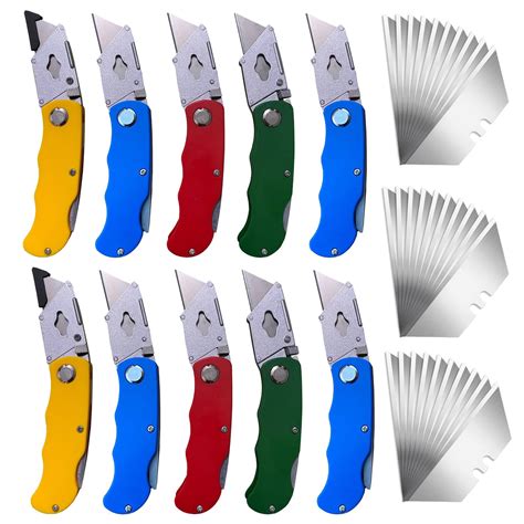 Snapklik.com : 10Pcs Folding Utility Knives & 30Pcs Blades Set For ...