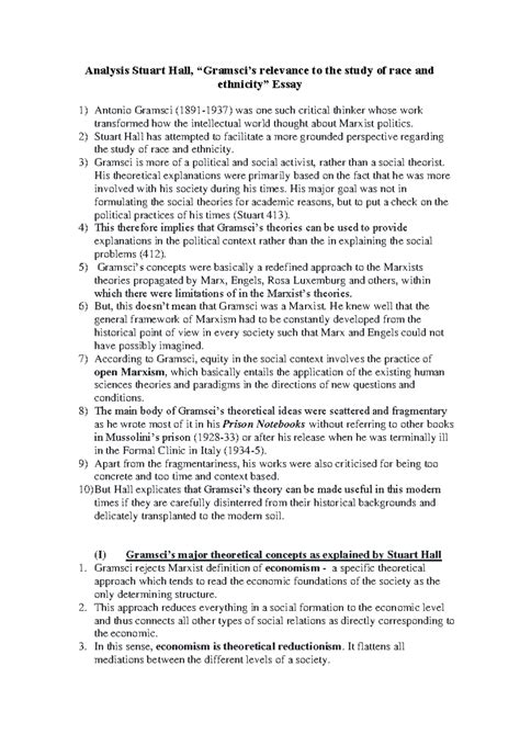 Gramsci's relevance- notes - Analysis Stuart Hall, “Gramsci’s relevance ...