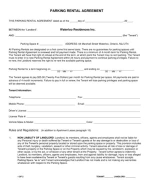 RENTAL PARKING AGREEMENT - Waterloo Student Residences - Fill and Sign ...