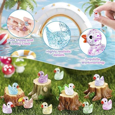 50 Mini Patos Cintilantes, Patinhos de Resina Coloridos e Animais de ...