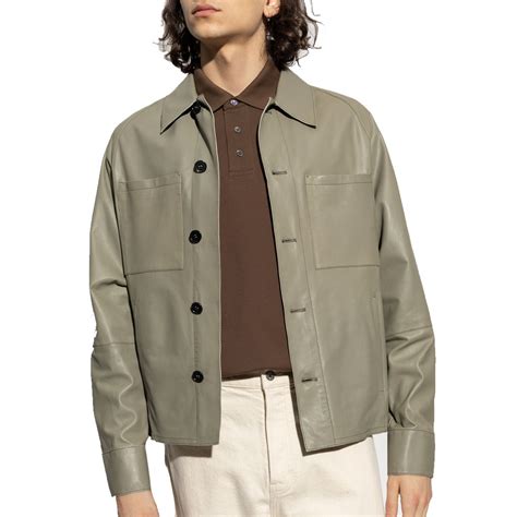 LeatherExotica Pastel Green Men Button Down Leather Shirt