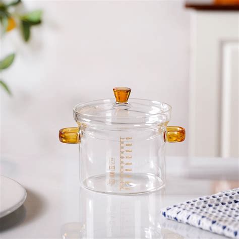 Mini Borosilicate Glass Pot With Lid 450ml Online - Premium Cooking Pot ...