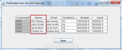 Creating an Advanced Dynamic JTable Data in Java 的图像结果