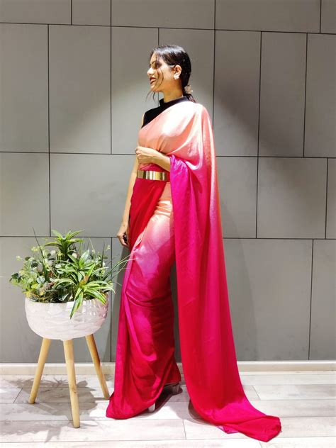 Peach and Pink (1 Minute Ready To Wear Saree) – Deepa's boutique