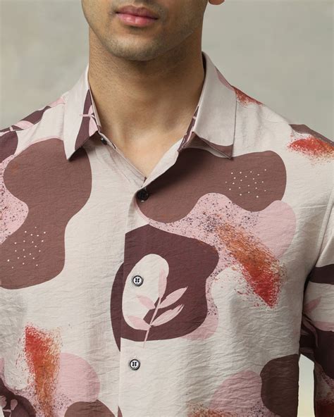 Buy Brown Leaf Print Slim Fit Casual Shirt Online at Muftijeans