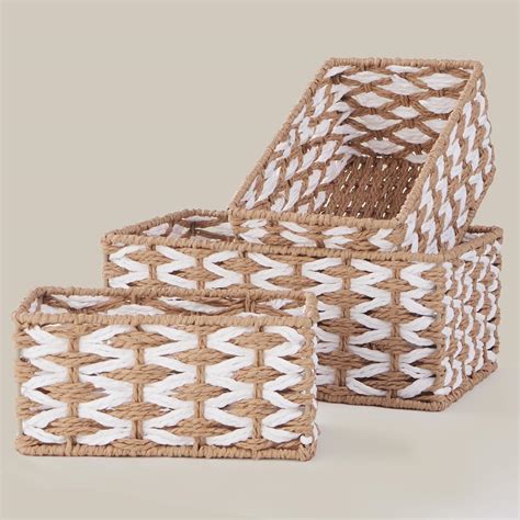 Recycled Wicker Storage Basket, Paper Rope Storage Baskets for ...