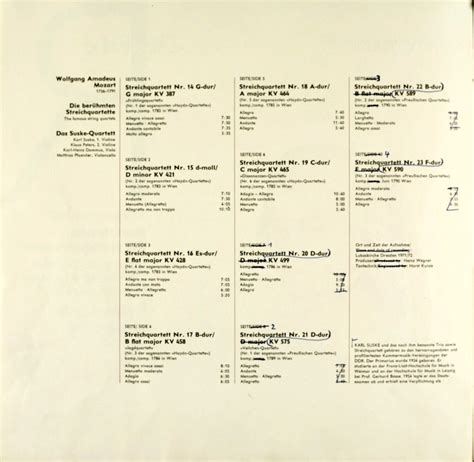Suske-Quartett. Mozart. Berühmte Streichquartette – Bertelsmann Vinyl ...
