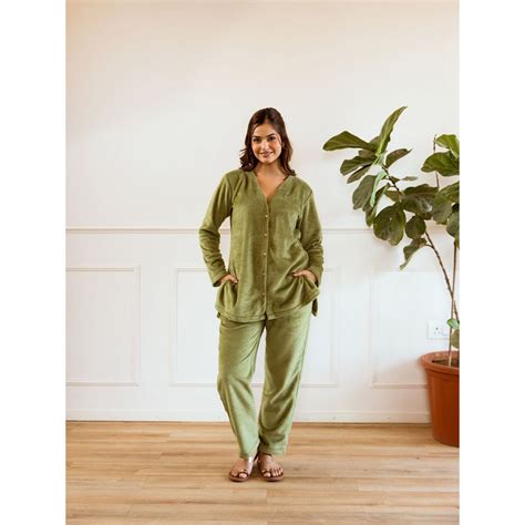 Buy FEATHERS CLOSET Green Super Soft Cardigan Top with Pant (Set of 2 ...
