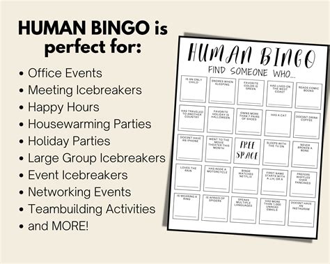 Human Bingo Template, Editable Get to Know You Bingo, Office Icebreaker ...