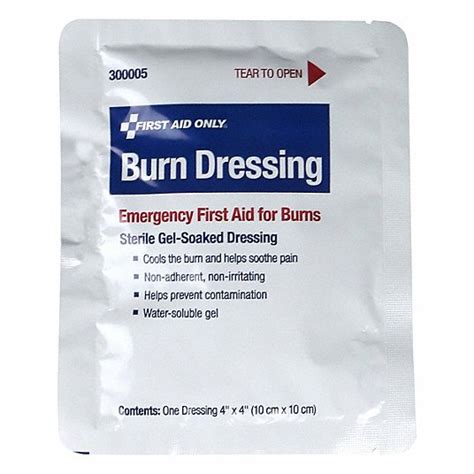 FIRST AID ONLY, 4 in Dressing Lg, 4 in Dressing Wd, Burn Dressing ...