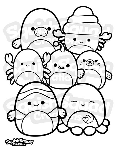Squishmallow Sea Squad Coloring Page, Printable Squishmallow Coloring ...