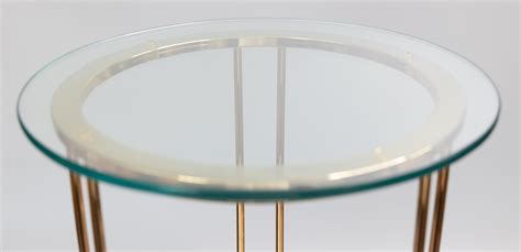 Mid Century Art Deco Round Glass Top and Brass Drinks Side Table For ...