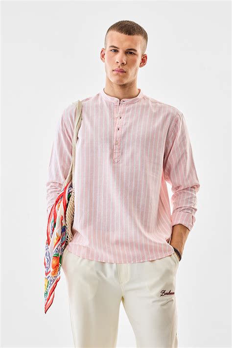 Buy Men's Pink Stripes Regular Fit Linen Shirt Online | Snitch – SNITCH