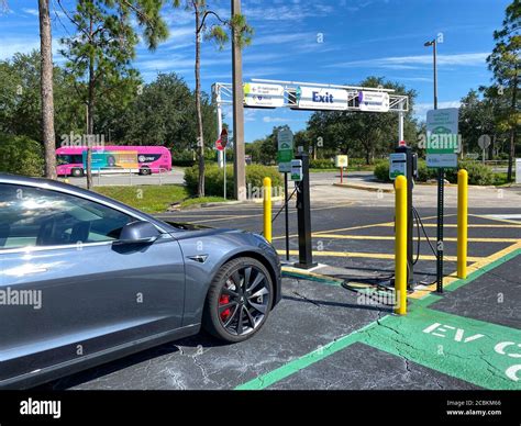 Orlando,FL/USA- 6/18/20: A Tesla parked in the EV parking spot in the ...